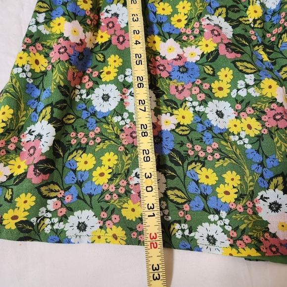 Green and White Floral Wrap Puff Sleeve Romper - Picture 13 of 13